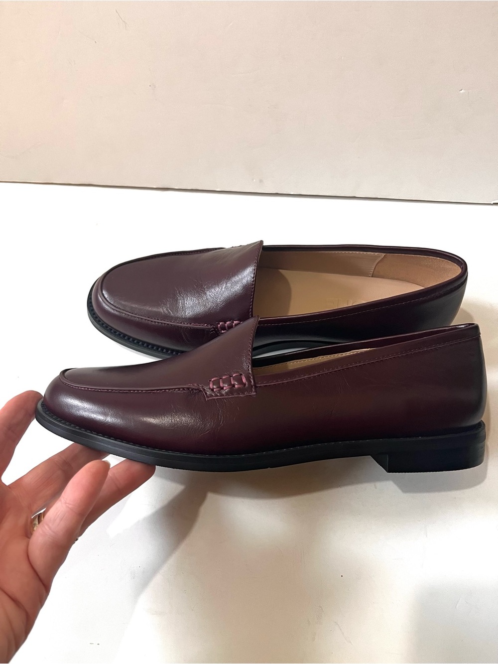 PECHE Leather Slip-On Elegant Loafers in Burgundy 38 - Picture 6 of 16
